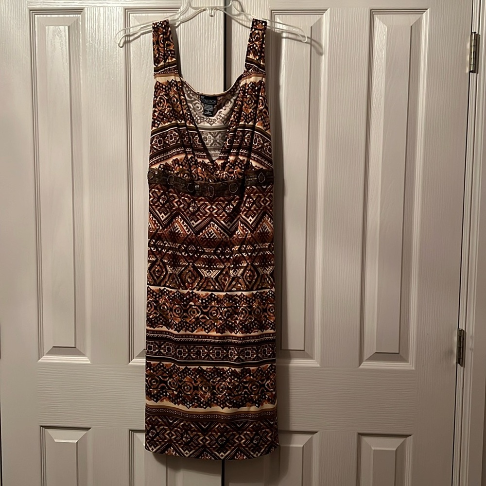 NY Collection - sleeveless sun dress - browns/tans